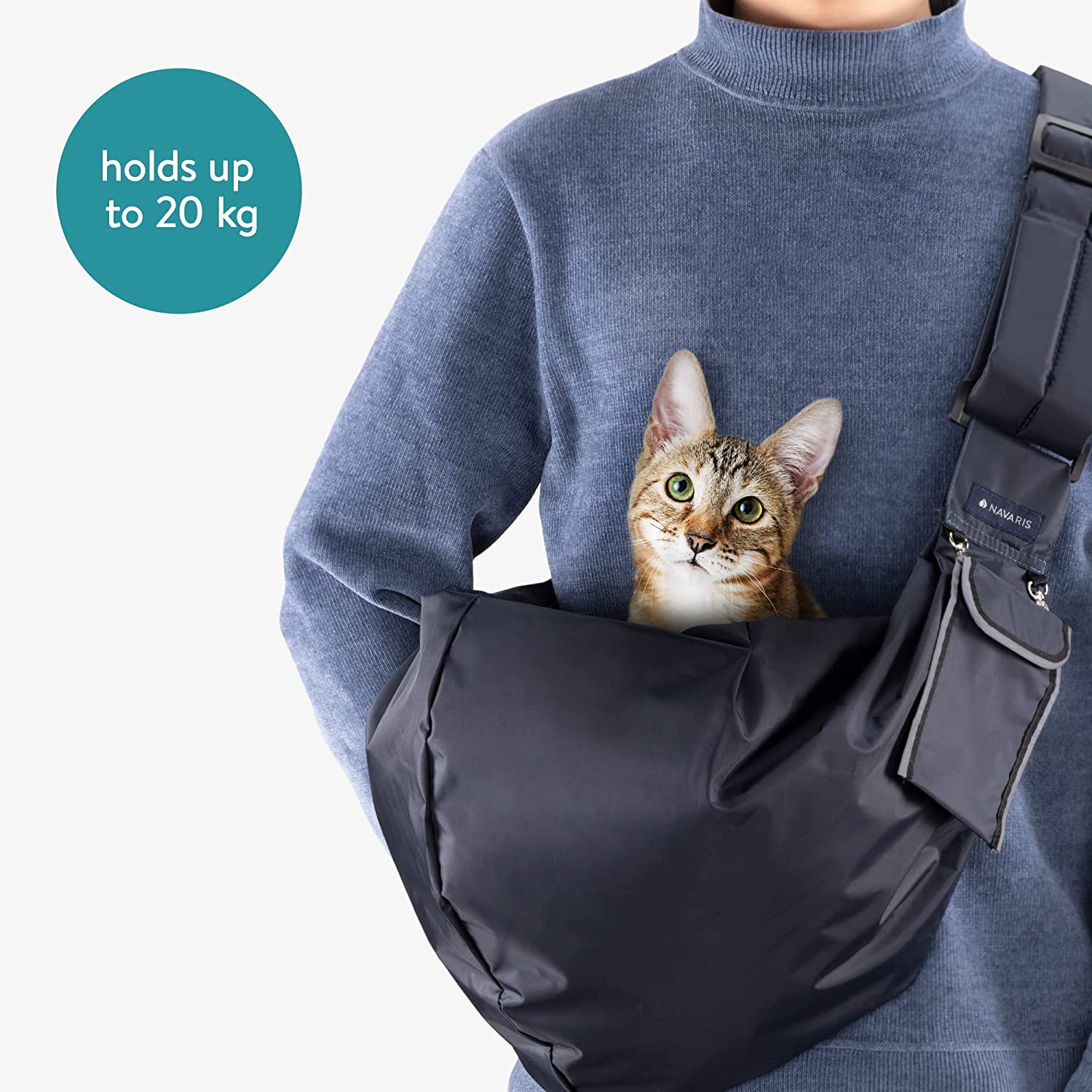 Navaris Τσάντα Ώμου για Μεταφορά Κατοικίδιων Ζώων - Blue - 55577.17