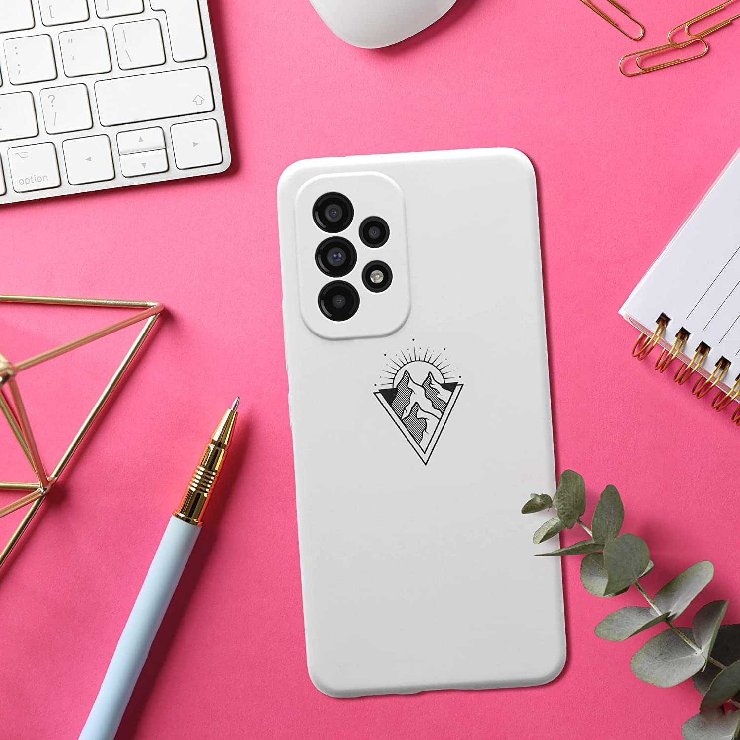 KW Samsung Galaxy A53 5G Θήκη Σιλικόνης Rubber TPU - Design Minimalist Mountain - Black / White - 58023.03