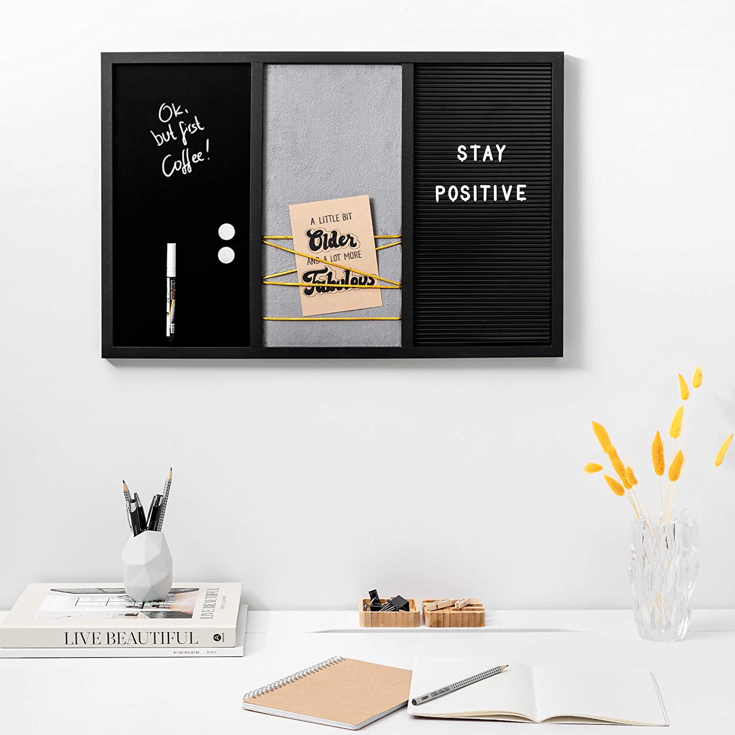 Navaris Combination Whiteboard - Πίνακας Ανακοινώσεων - 60 x 40cm - Black - 53028.01.6