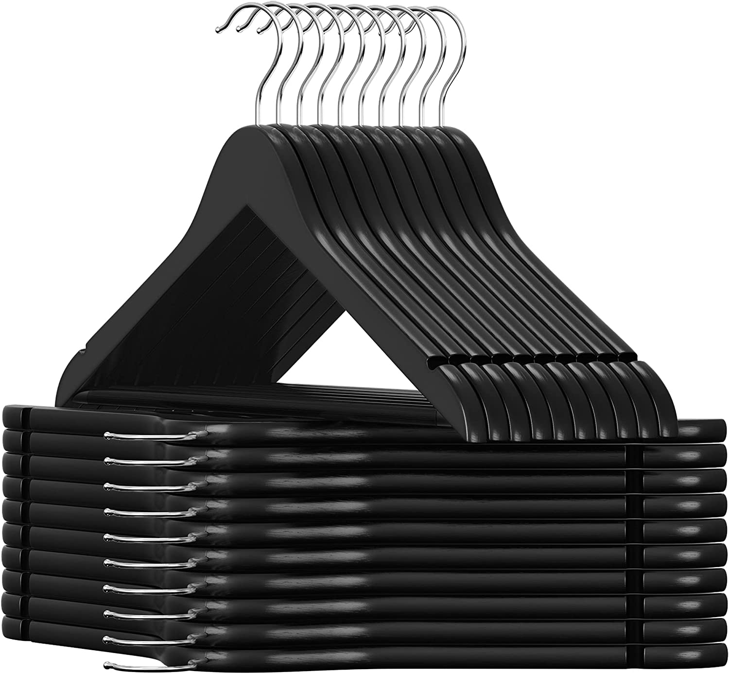 Songmics Σετ με 20 Ξύλινες Κρεμάστρες Ρούχων - Black - CRW02B-20