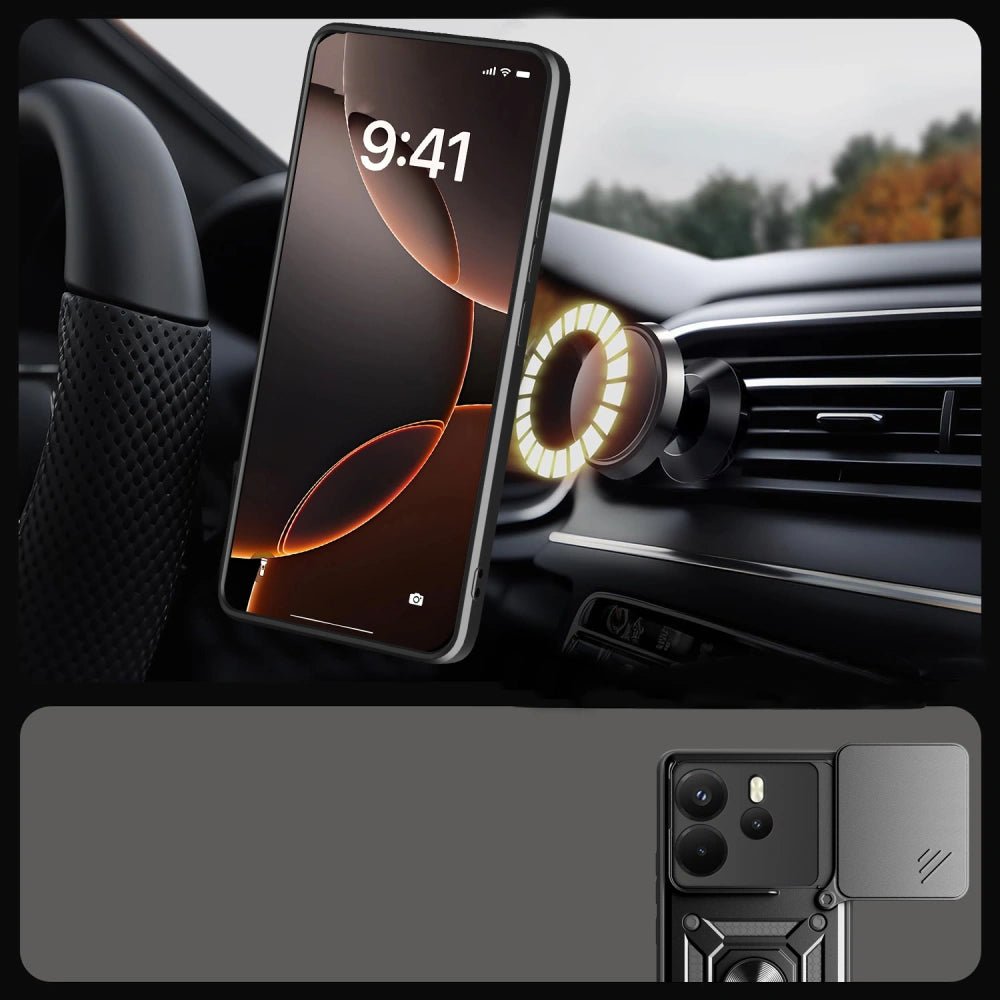 Tech - Protect Xiaomi Redmi Note 14 4G Camshield Pro Σκληρή Θήκη με Πλαίσιο Σιλικόνης και Δαχτυλίδι Συγκράτησης - Black