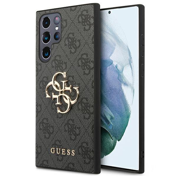 Guess Samsung Galaxy S22 Ultra - 4G Big Metal Logo Θήκη με Επένδυση Συνθετικού Δέρματος - Black - GUHCS22L4GMGGR