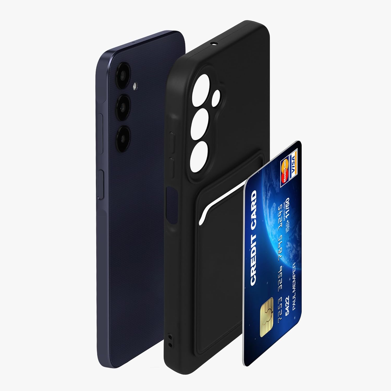 KW Samsung Galaxy A25 5G Θήκη Σιλικόνης TPU με Υποδοχή για Κάρτα - Black