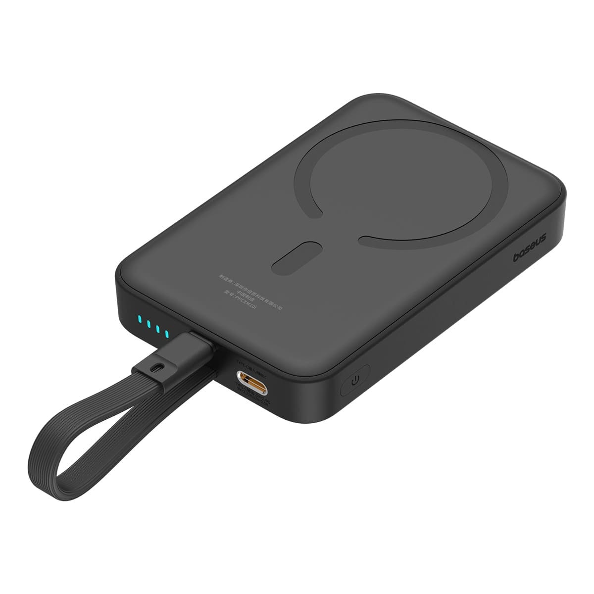 Baseus Magnetic Mini Ασύρματο MagSafe PowerBank 10000mAh 20W με Καλώδιο Type-C και Ενσωματωμένο Καλώδιο Lightning - Black