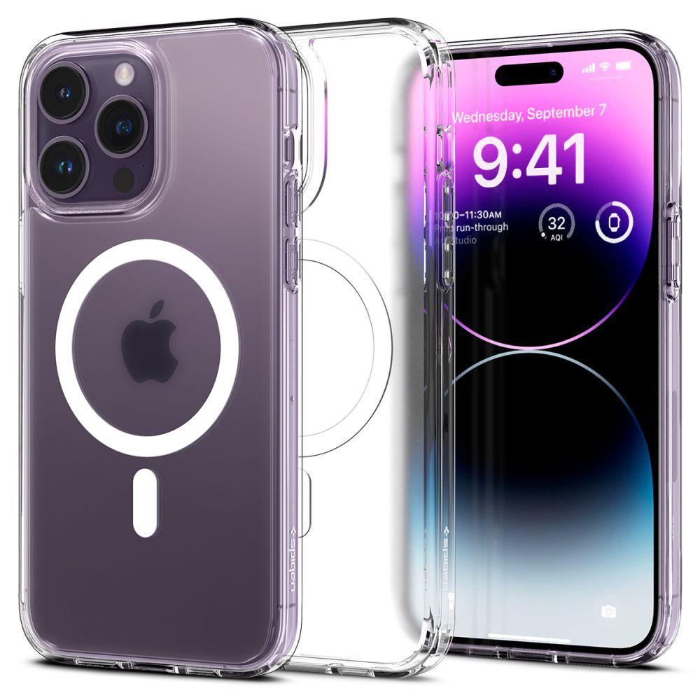 Spigen iPhone 14 Pro Ultra Hybrid Mag Σκληρή Θήκη με Πλαίσιο Σιλικόνης Και MagSafe - Frost Clear / White