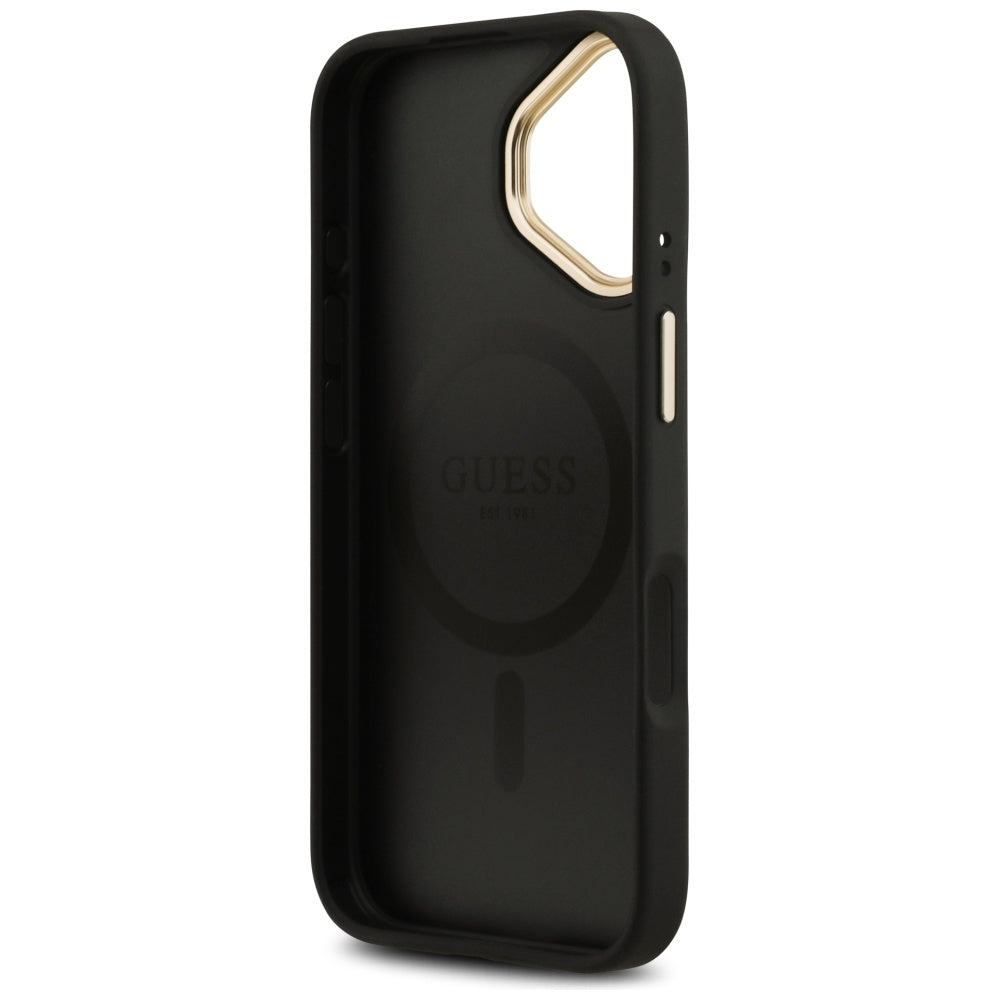 Guess iPhone 17 - 4G PU Classic Logo MagSafe - Σκληρή Θήκη με Πλαίσιο Σιλικόνης και Επένδυση Οικολογικού Δέρματος - Black - GUHMP17SP4MSEGCK