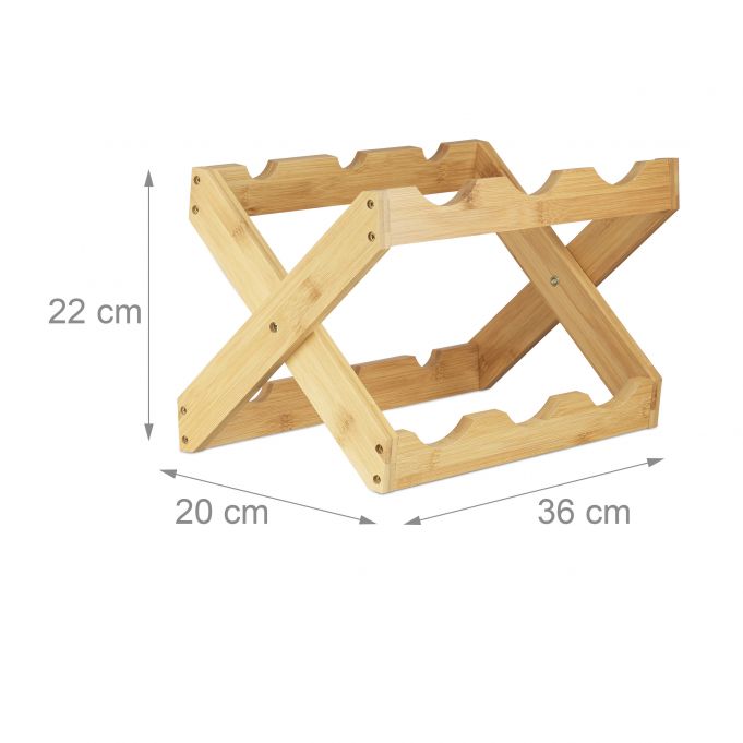 Relaxdays X Shape Βάση Κρασιού από Μπαμπού - Natural - 4052025227586