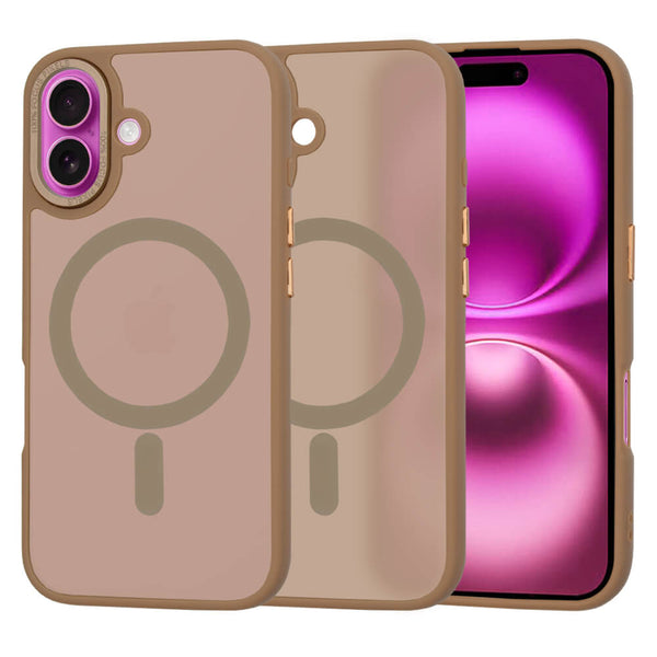 Techsuit iPhone 16 Plus - HaloFrost Series MagSafe - Σκληρή Θήκη με Πλαίσιο Σιλικόνης - Sandstone Brown