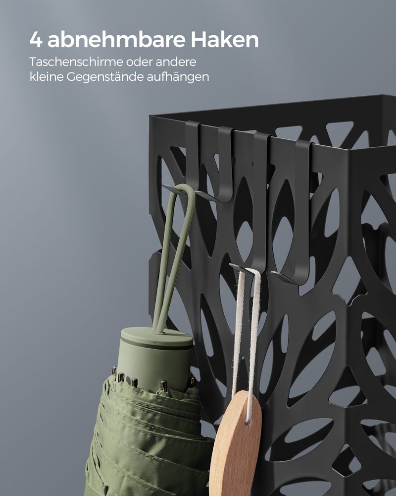 Songmics Μεταλλική Ομπρελοθήκη με 4 Γάντζους - Black - LUC026B33