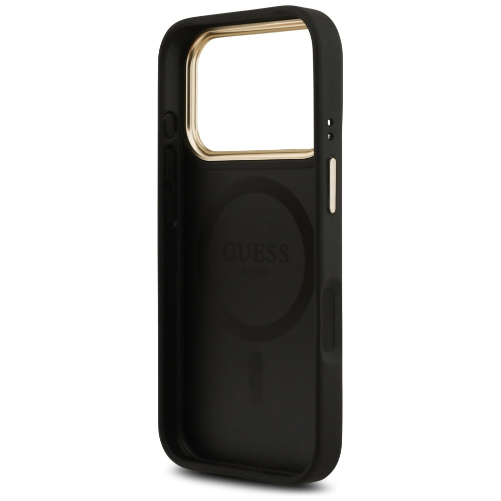 Guess iPhone 17 Pro - 4G PU Classic Logo MagSafe - Σκληρή Θήκη με Πλαίσιο Σιλικόνης και Επένδυση Οικολογικού Δέρματος - Black - GUHMP17LP4MSEGCK