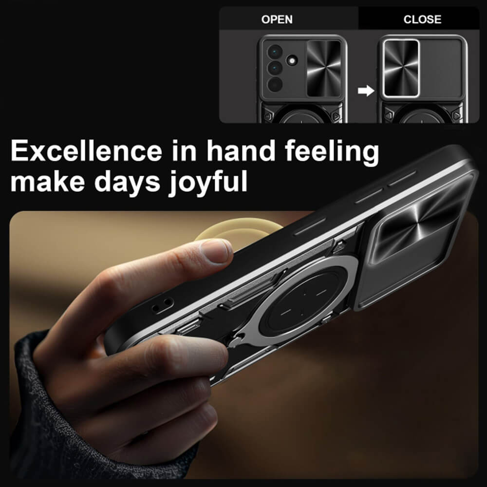 Techsuit Samsung Galaxy A56 5G - CamGuard Pro - Σκληρή Θήκη με Προστασία Καμερών και Δαχτυλίδι Συγκράτησης - Black