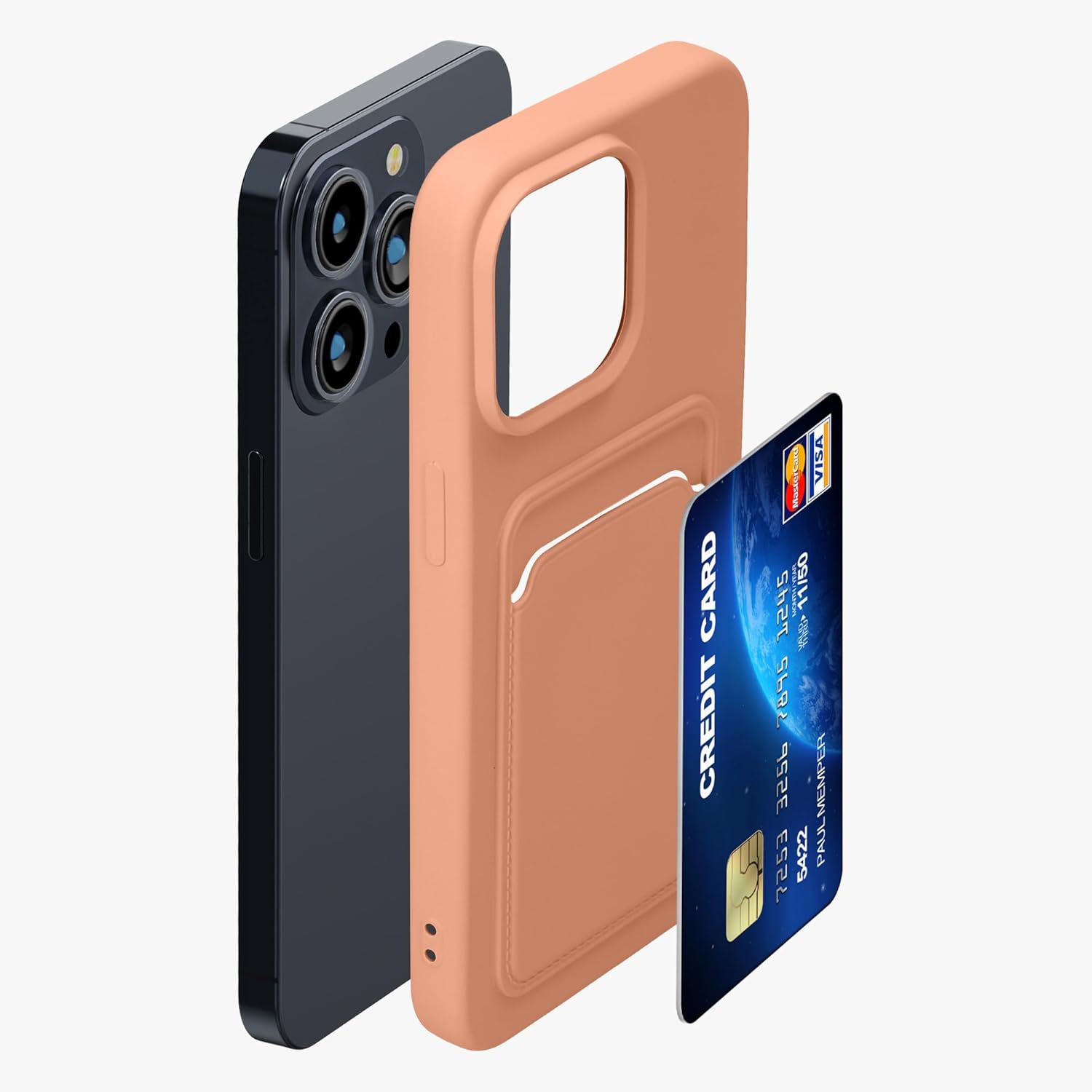 KW iPhone 15 Pro Max Θήκη Σιλικόνης TPU με Υποδοχή για Κάρτα - Grapefruit Pink