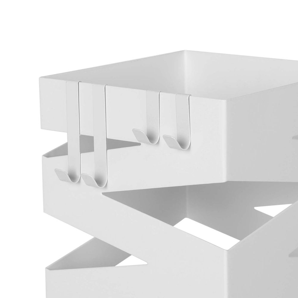 Songmics Μεταλλική Ομπρελοθήκη με 4 Γάντζους - 15.5 x 15.5 x 49 cm - White - LUC16W