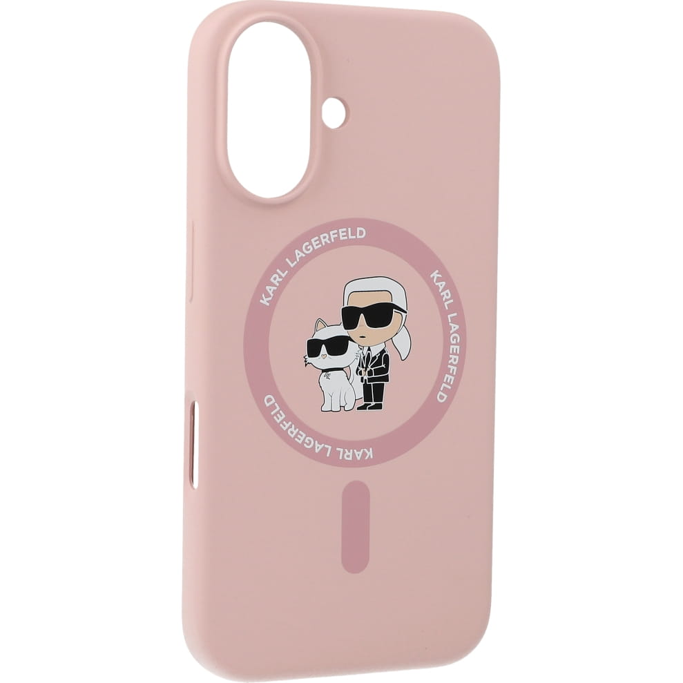 Karl Lagerfeld iPhone 16 - Silicone KC Heads Ring MagSafe - Θήκη Σιλικόνης με MagSafe - Pink - KLHMP16SSCMKCRHP