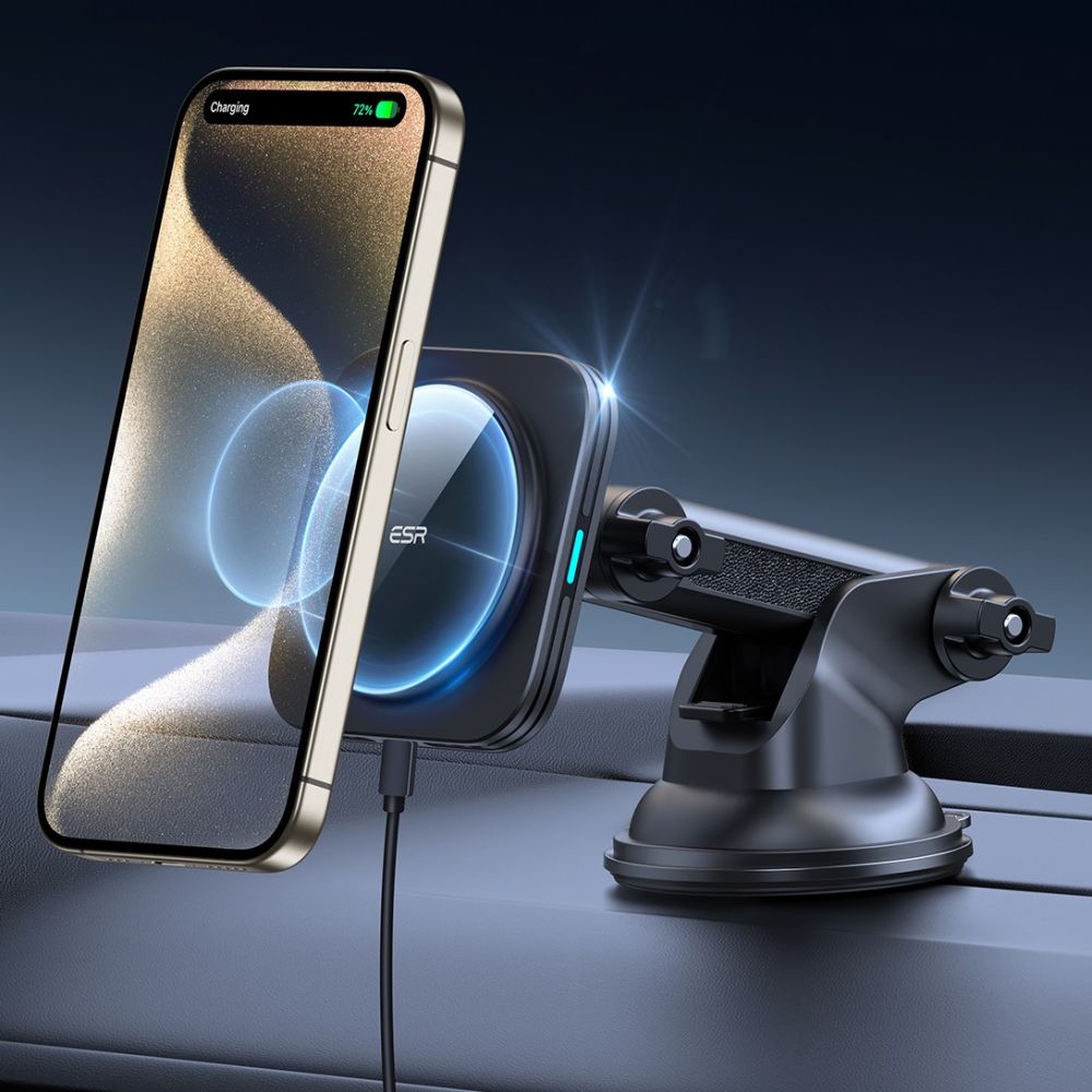 ESR HaloLock QI2 Μαγνητική Βάση Αυτοκινήτου για το Ταμπλό ή το Παρμπρίζ με Ασύρματη Φόρτιση MagSafe 15W - Black
