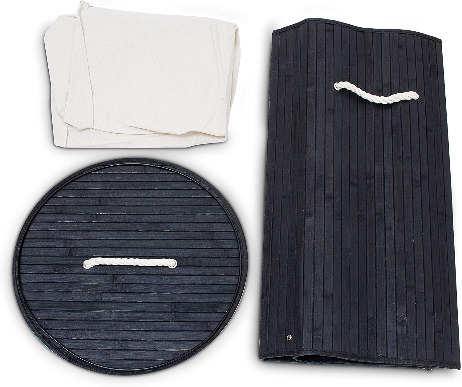 Relaxdays Καλάθι Απλύτων από Μπαμπού με Καπάκι - Black - 4052025046743