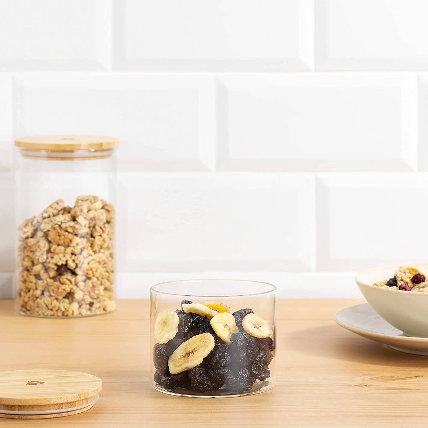 Navaris Glass Storage Jars Set Σετ 3 Γυάλινα Βάζα Αποθήκευσης - 1L - Διάφανα - 54600.02.03