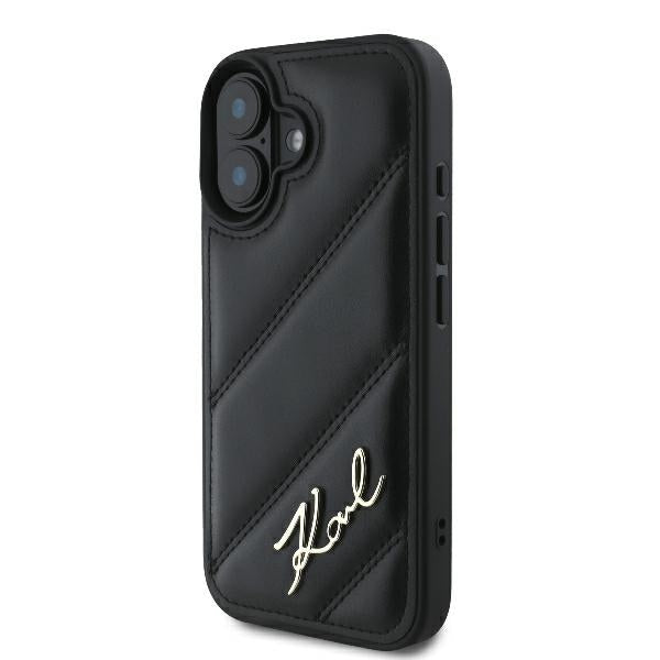 Karl Lagerfeld iPhone 16 Plus - Quilted Signature - Θήκη με Επένδυση Συνθετικού Δέρματος - Black - KLHCP16MPQDSMGK
