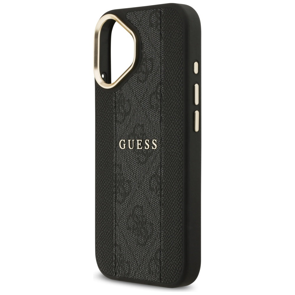 Guess iPhone 17 - 4G Stripe MagSafe - Θήκη με Επένδυση Συνθετικού Δέρματος - Black - GUHMP17SPG4SEMCK