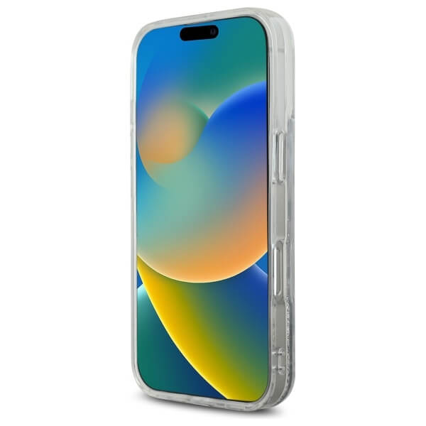 Karl Lagerfeld iPhone 16 - Liquid Glitter Choupette Head MagSafe - Σκληρή Θήκη με Πλαίσιο Σιλικόνης - Διάφανη - KLHMP16SLGCHSGH