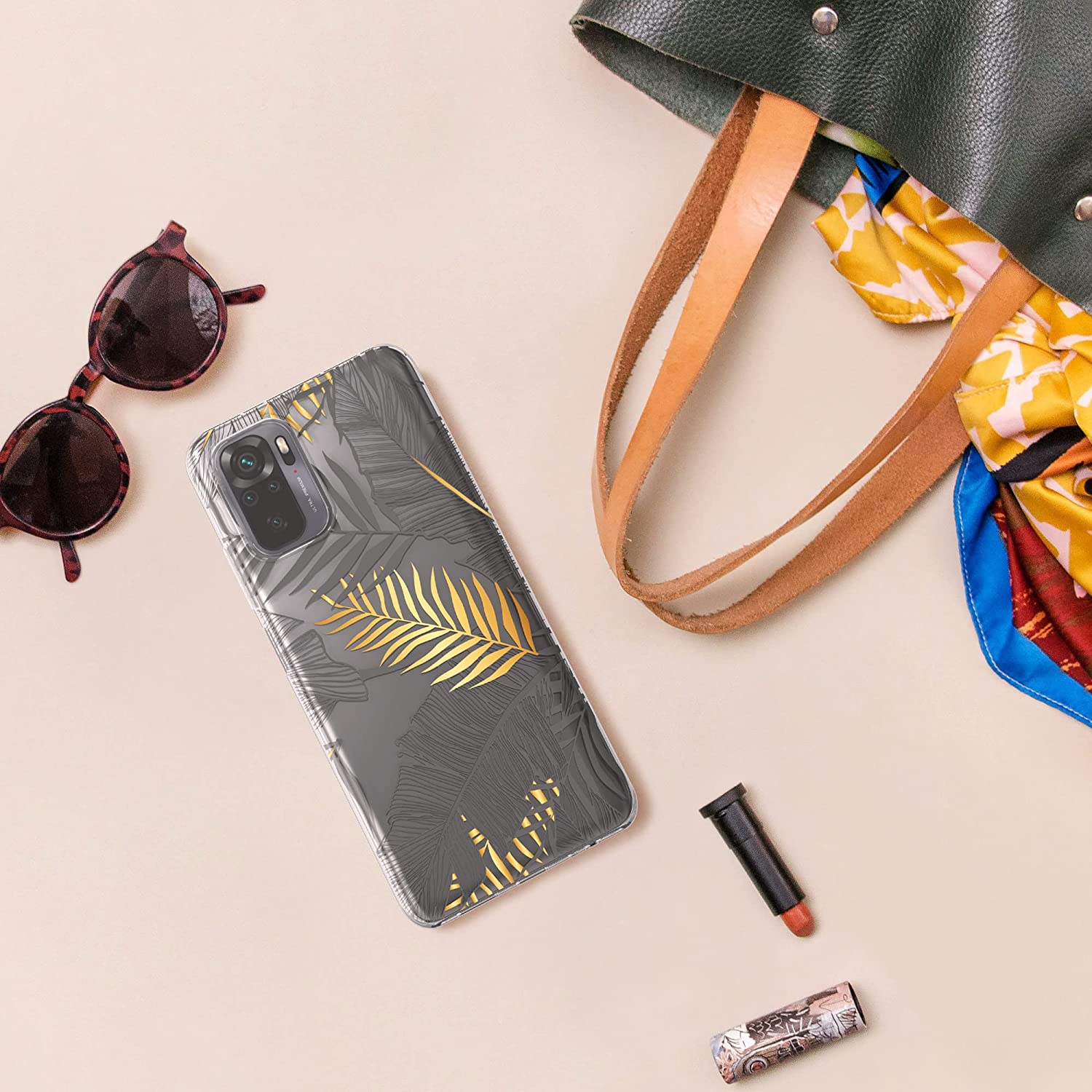 KW Xiaomi Redmi Note 10 / Note 10s / Poco M5s Θήκη Σιλικόνης TPU Design Jungle - Διάφανη / Gold / Grey - 54549.04