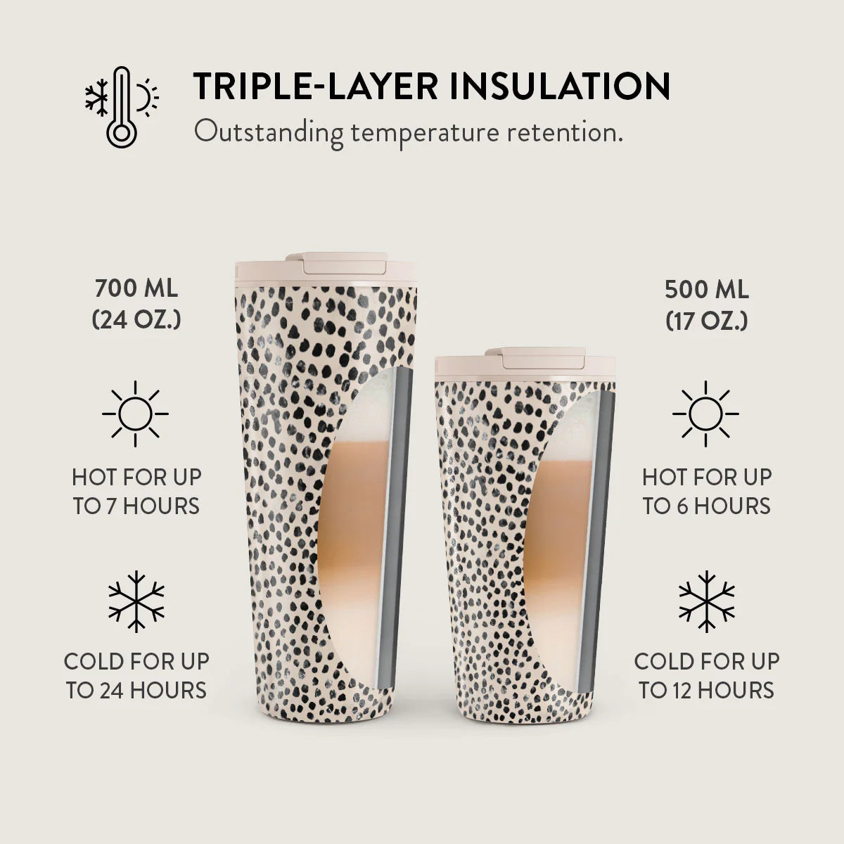 Burga Κούπα Θερμός από Ανοξείδωτο Ατσάλι - Flap Lid - 500ml - Almond Latte