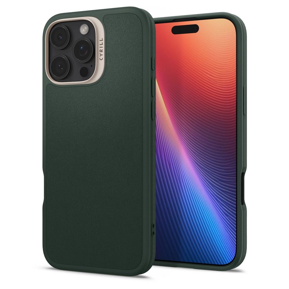 Spigen Cyrill iPhone 16 Pro Kajuk Mag Θήκη με Επένδυση Συνθετικού Δέρματος και MagSafe - Forest Green