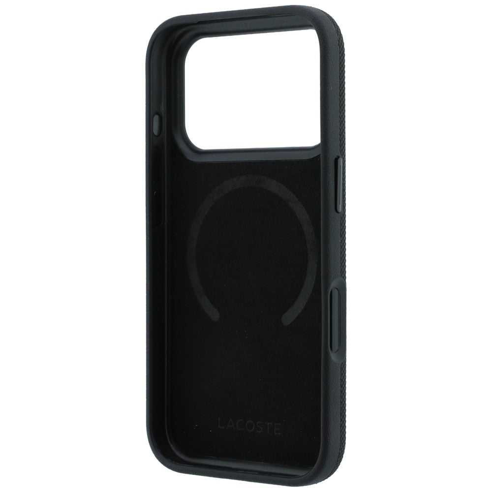 Lacoste iPhone 18 Pro Max / iPhone 17 Pro Max - Σκληρή Θήκη με Πλαίσιο Σιλικόνης και Δαχτυλίδι Συγκράτησης MagSafe - Petit Pique with Ring Stand - Black