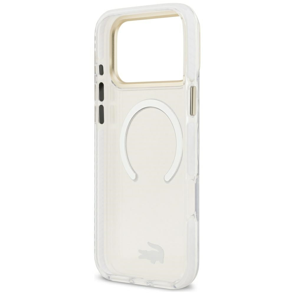 Lacoste iPhone 17 Pro Max / iPhone 18 Pro Max - Σκληρή Θήκη με Πλαίσιο Σιλικόνης - Shockproof IML Shockproof Gold Logo MagSafe - Clear