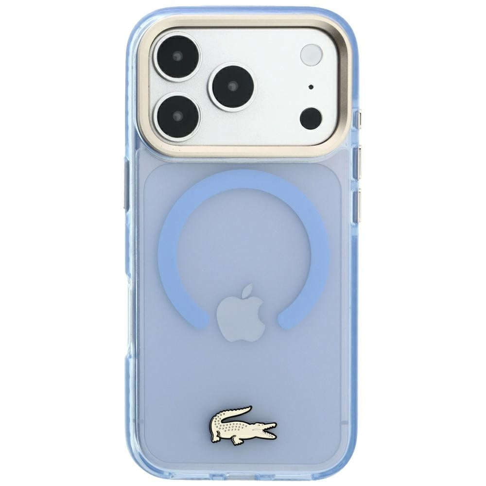 Lacoste iPhone 17 Pro Max / iPhone 18 Pro Max - Σκληρή Θήκη με Πλαίσιο Σιλικόνης - Shockproof IML Shockproof Gold Logo MagSafe - Blue