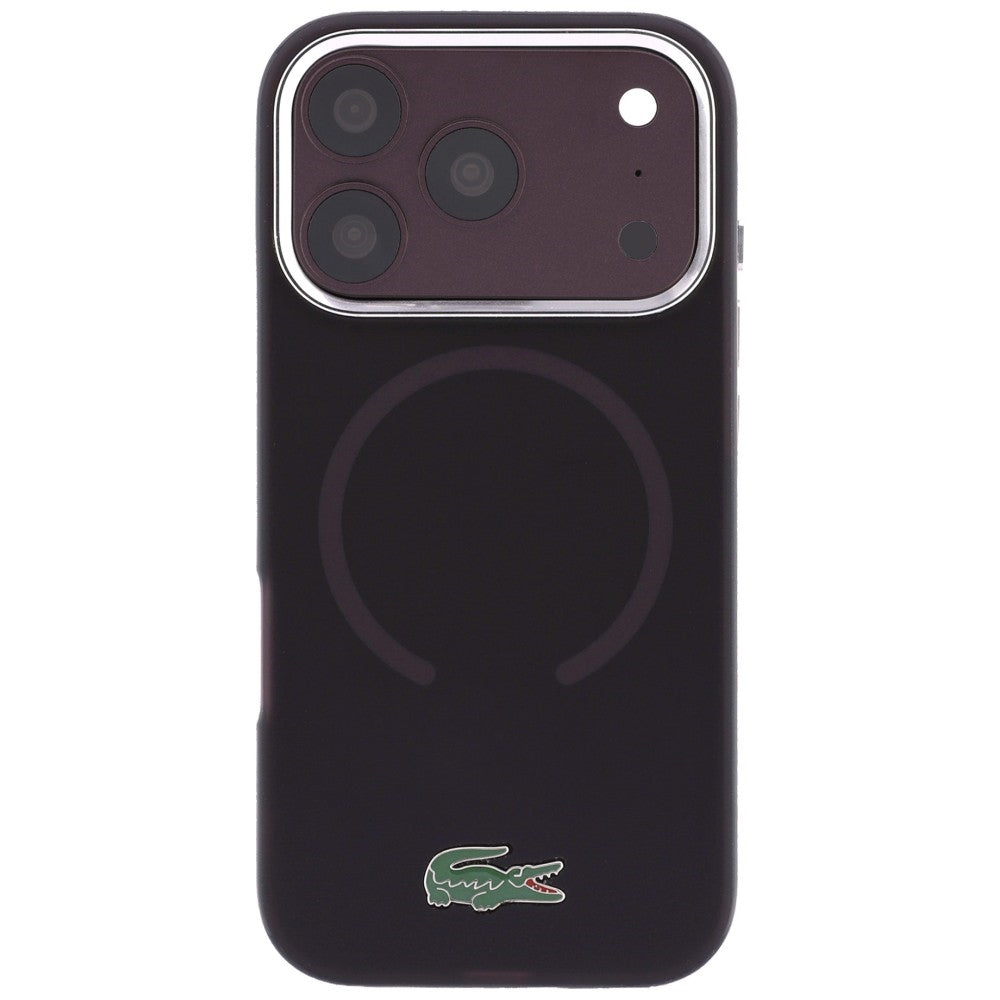 Lacoste iPhone 18 Pro / iPhone 17 Pro - Σκληρή Θήκη με Πλαίσιο Σιλικόνης MagSafe - IML Frosted Laquer Logo - Burgundy