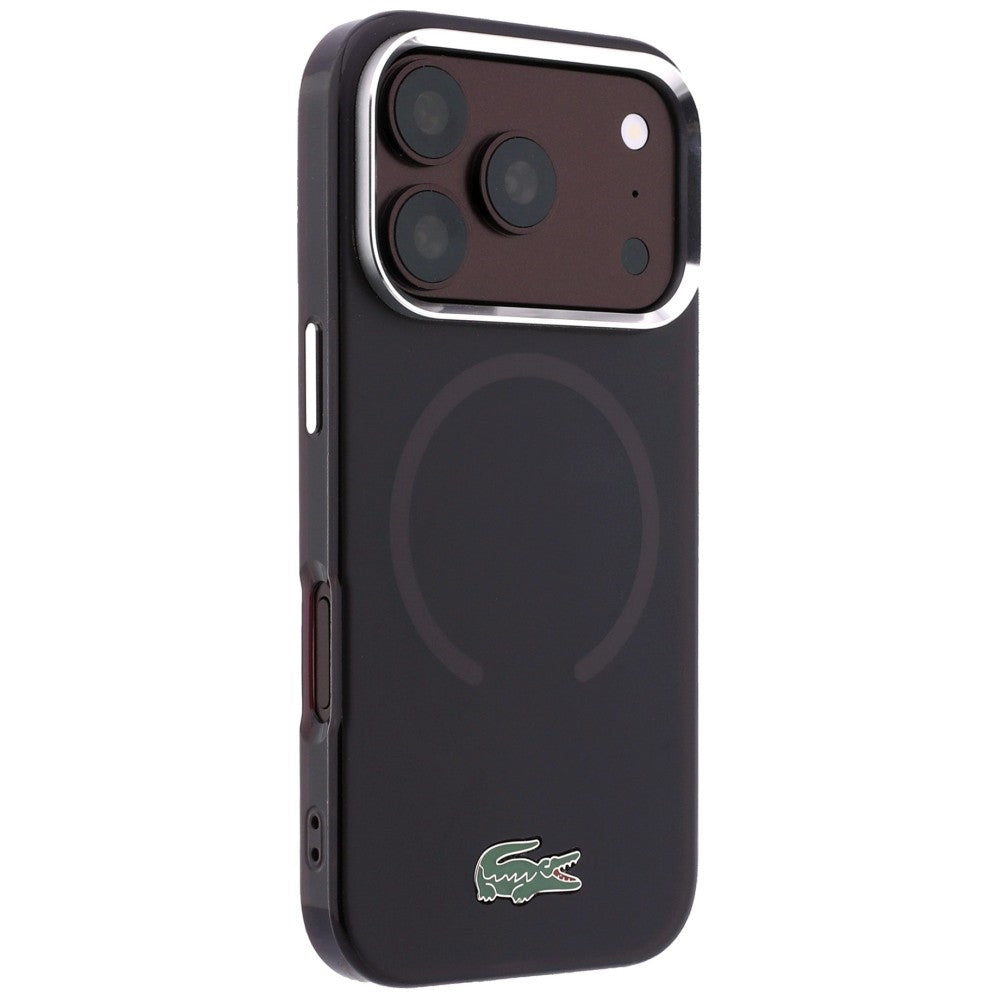Lacoste iPhone 18 Pro / iPhone 17 Pro - Σκληρή Θήκη με Πλαίσιο Σιλικόνης MagSafe - IML Frosted Laquer Logo - Burgundy