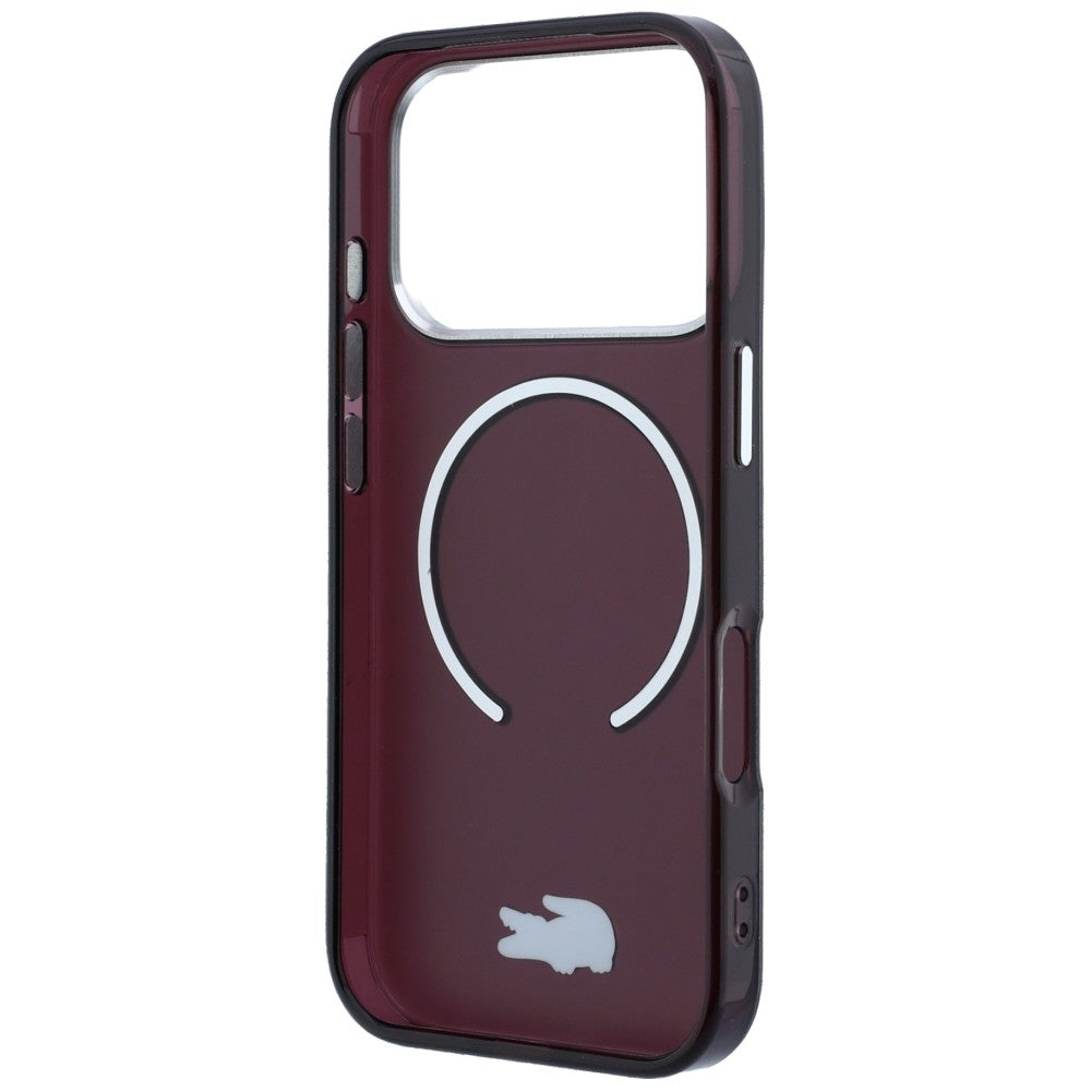 Lacoste iPhone 18 Pro / iPhone 17 Pro - Σκληρή Θήκη με Πλαίσιο Σιλικόνης MagSafe - IML Frosted Laquer Logo - Burgundy