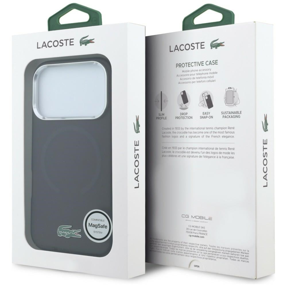 Lacoste iPhone 18 Pro / iPhone 17 Pro - Σκληρή Θήκη με Πλαίσιο Σιλικόνης MagSafe - IML Frosted Laquer Logo - Burgundy