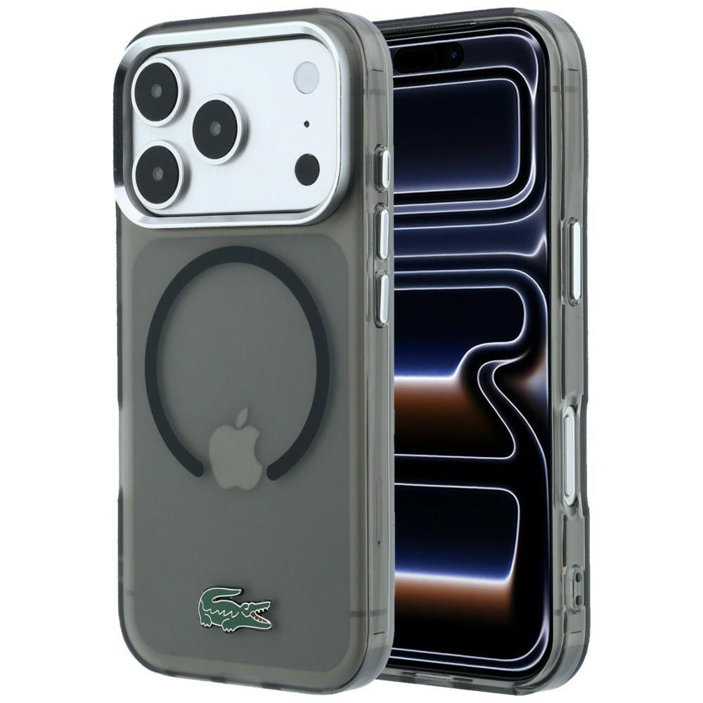 Lacoste iPhone 18 Pro / iPhone 17 Pro - Σκληρή Θήκη με Πλαίσιο Σιλικόνης MagSafe - IML Frosted Laquer Logo - Black
