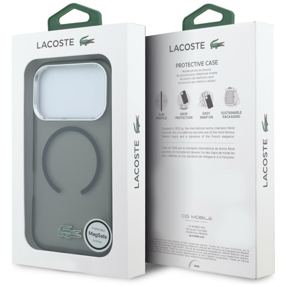 Lacoste iPhone 18 Pro / iPhone 17 Pro - Σκληρή Θήκη με Πλαίσιο Σιλικόνης MagSafe - IML Frosted Laquer Logo - Black