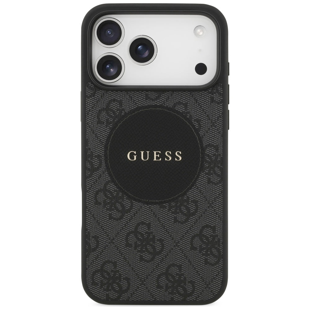 Guess iPhone 17 Pro Max - 4G Circle Classic Logo MagSafe - Θήκη με Επένδυση Συνθετικού Δέρματος - Black - GUHMP17XP4PGRSGK