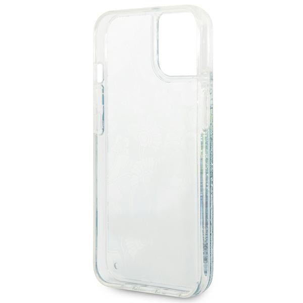 Guess iPhone 14 Plus Flower Liquid Glitter Σκληρή Θήκη - Green - GUHCP14MLFLSN