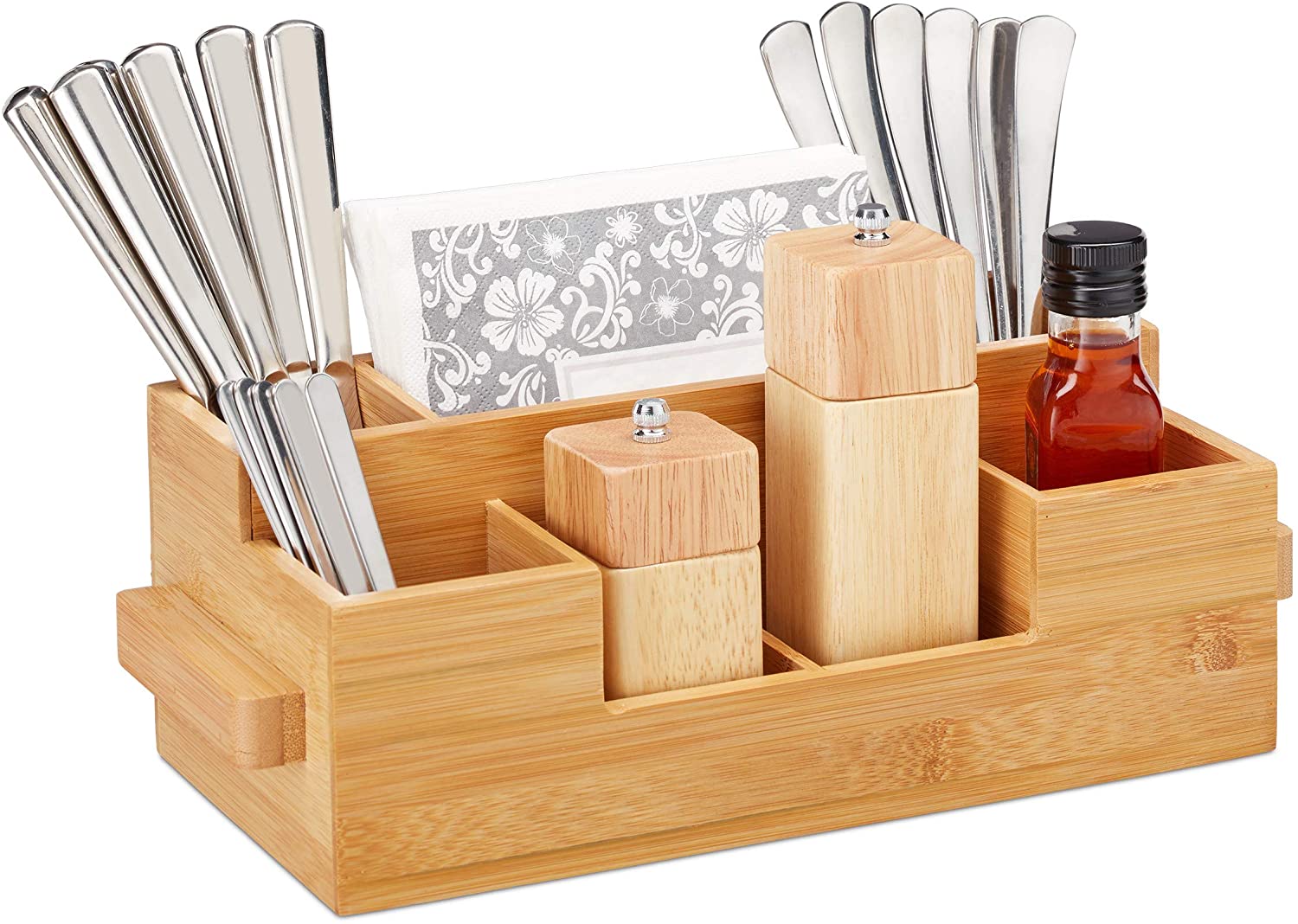 Relaxdays Θήκη για Mαχαιροπήρουνα από Mπαμπού με Xώρο για Xαρτοπετσέτας - Natural - 4052025259532