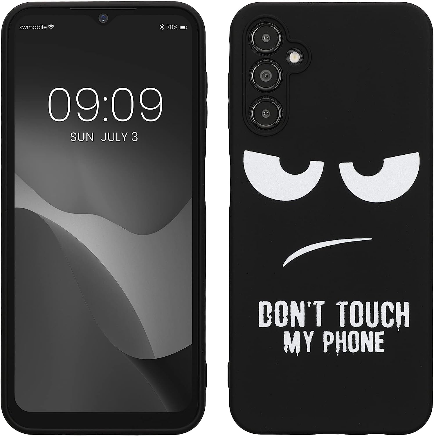 KW Samsung Galaxy A14 5G Θήκη Σιλικόνης Design Don't Touch My Phone - Black / White - 61244.01