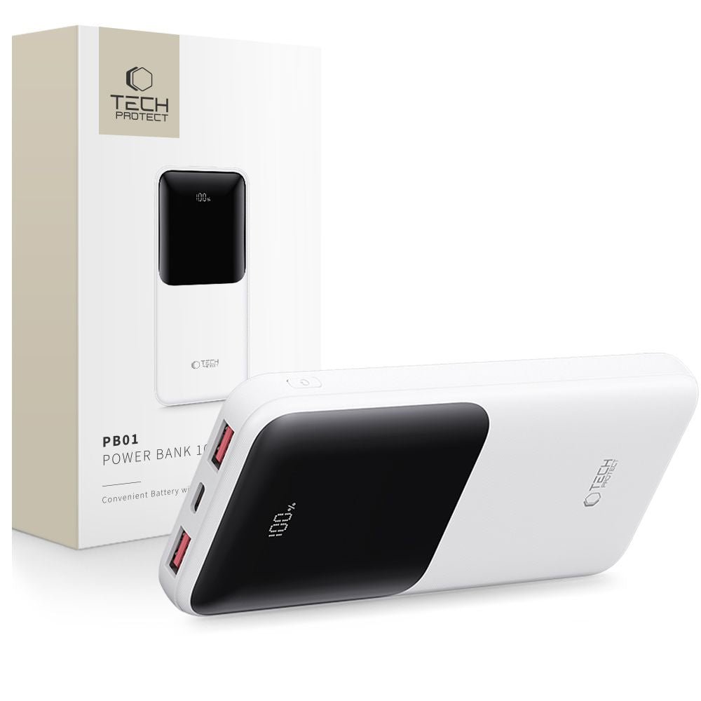 Tech - Protect PB01 - 22.5W Power Bank 10000mAh με 2 Θύρες USB και 1 Θύρα Type - C - White