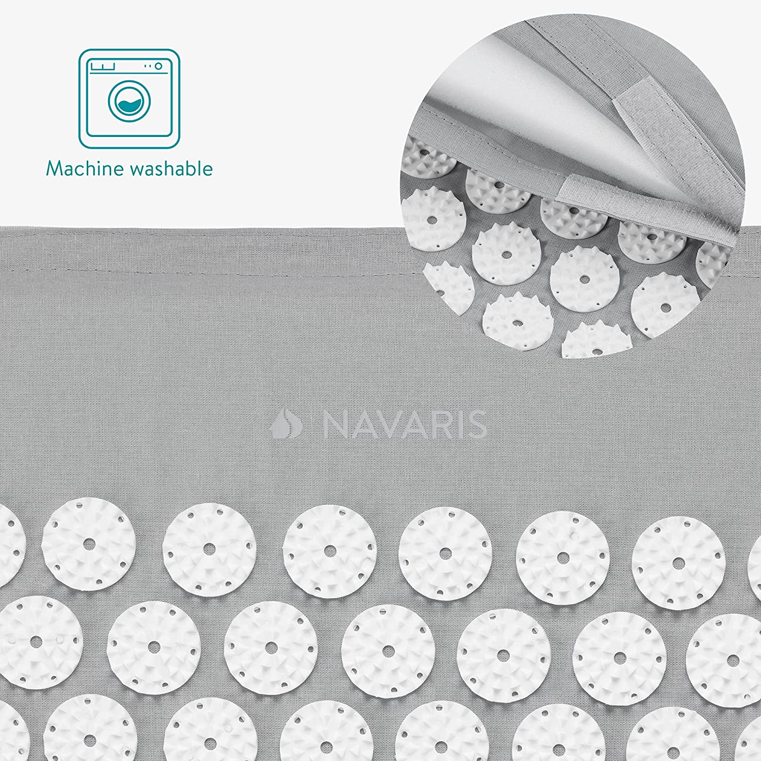 Navaris Σετ 2 σε 1 Χαλάκι και Μαξιλάρι Μασάζ με Τσάντα Αποθήκευσης - Grey / White - 43899.70.01