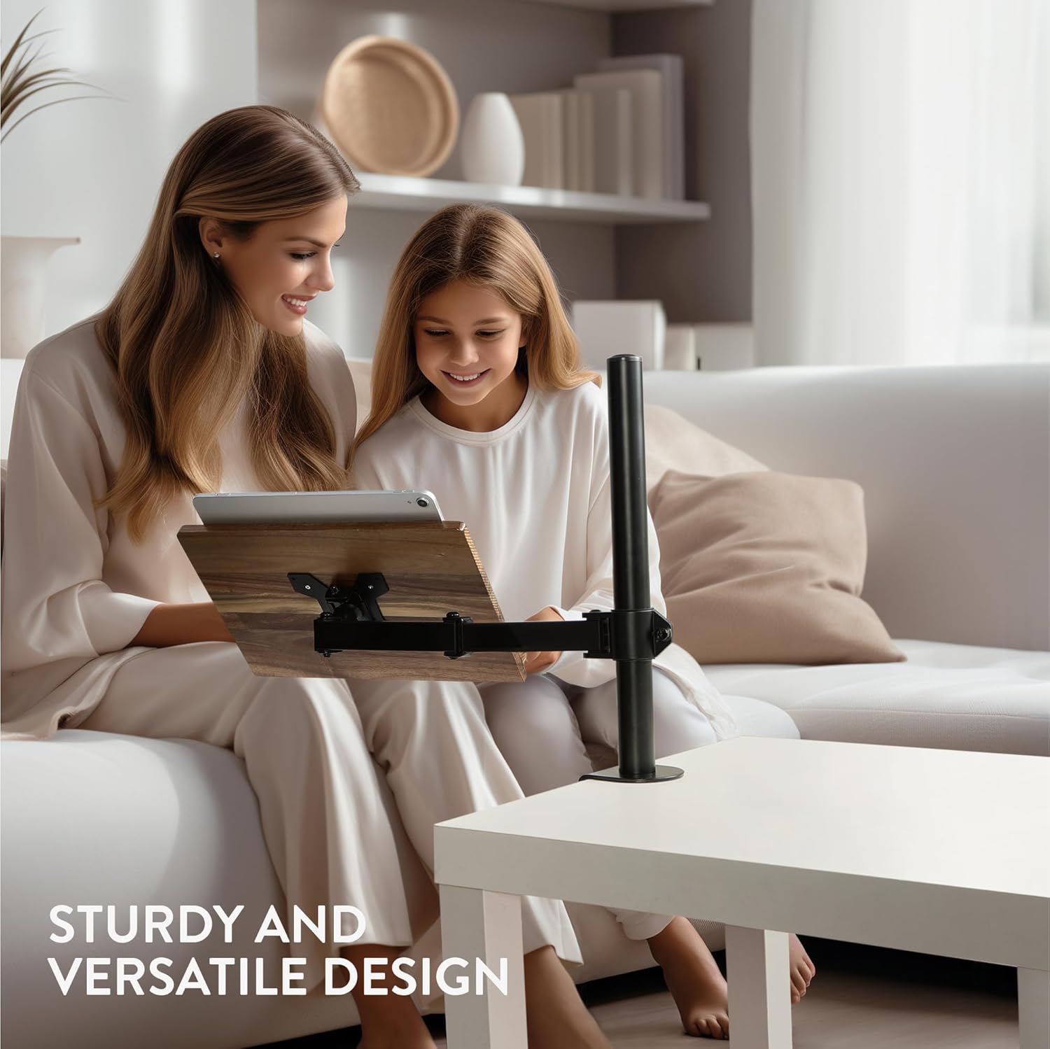 Navaris Βάση Στήριξης Βιβλίων και Τάμπλετ με Ρυθμιζόμενο Βραχίονα - Acacia Brown
