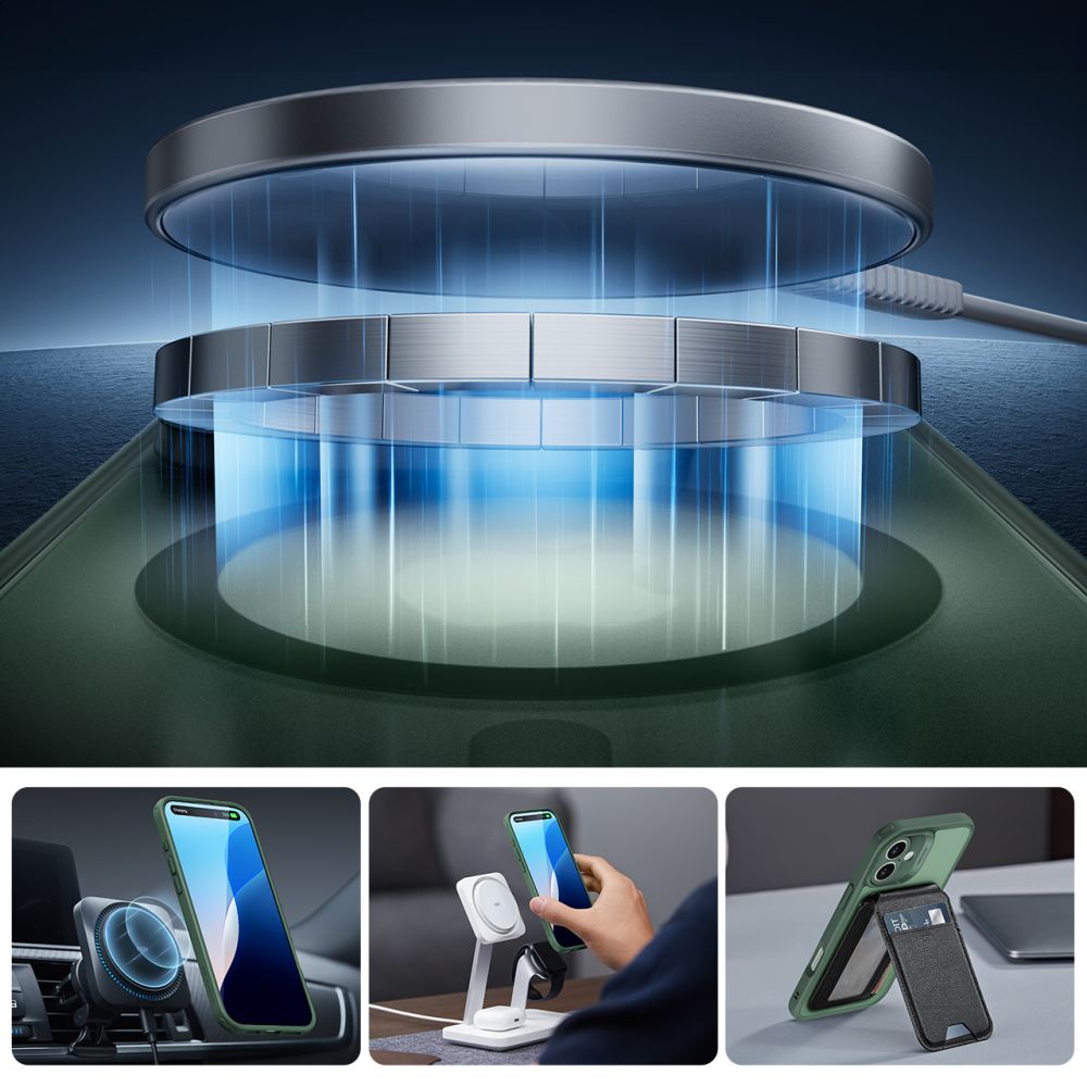 ESR iPhone 16 - Classic Pro Halolock - Σετ με 1 Αντιχαρακτικό Γυαλί Οθόνης και Θήκη MagSafe - Frosted Green