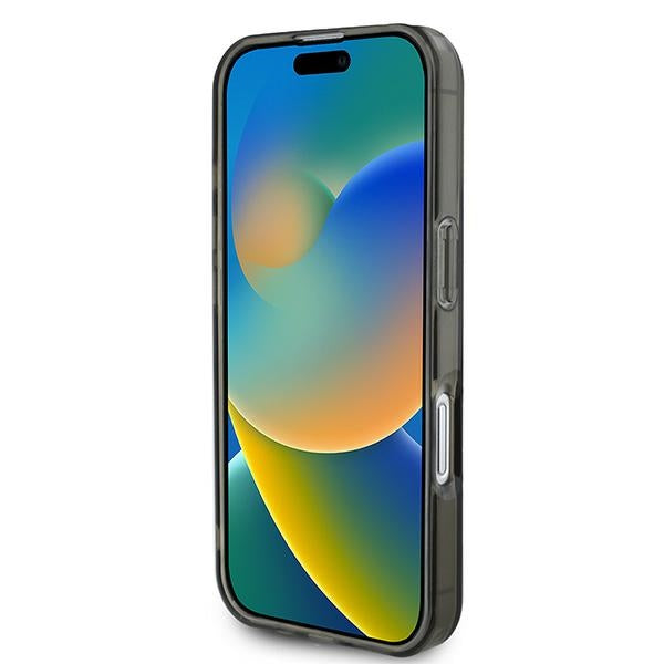 Guess iPhone 16 - IML Glitter Circle - MagSafe Σκληρή Θήκη με Πλαίσιο Σιλικόνης - Black - GUHMP16SHFGEREK