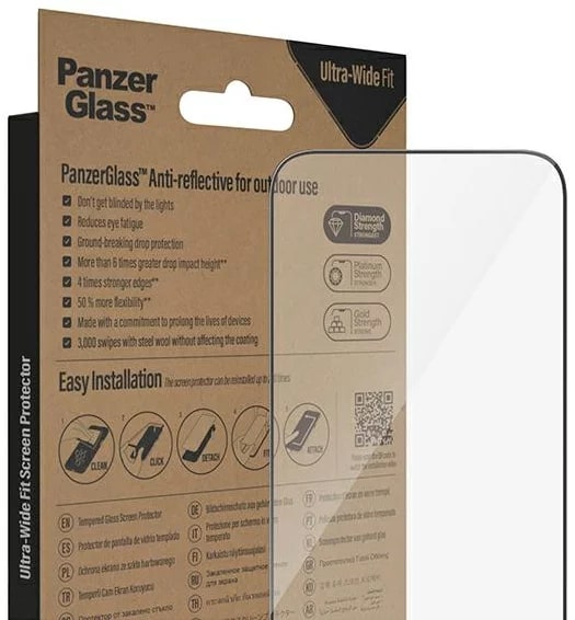 PanzerGlass iPhone 14 Pro Max Ultra-Wide Fit Anti-reflective Antibacterial Easy Aligner Full Screen Αντιχαρακτικό Γυαλί Οθόνης - Black