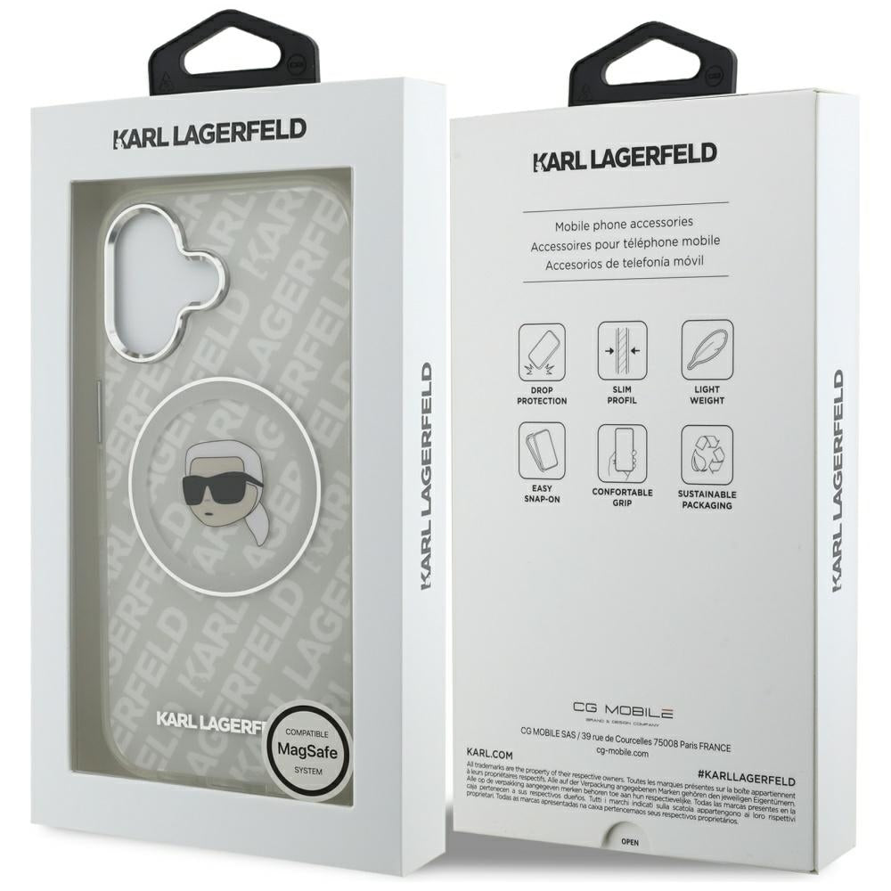 Karl Lagerfeld iPhone 17 - IML Karl Head Logo MagSafe - Σκληρή Θήκη με Πλαίσιο Σιλικόνης - Grey - KLHMP17SHMKBKHOG