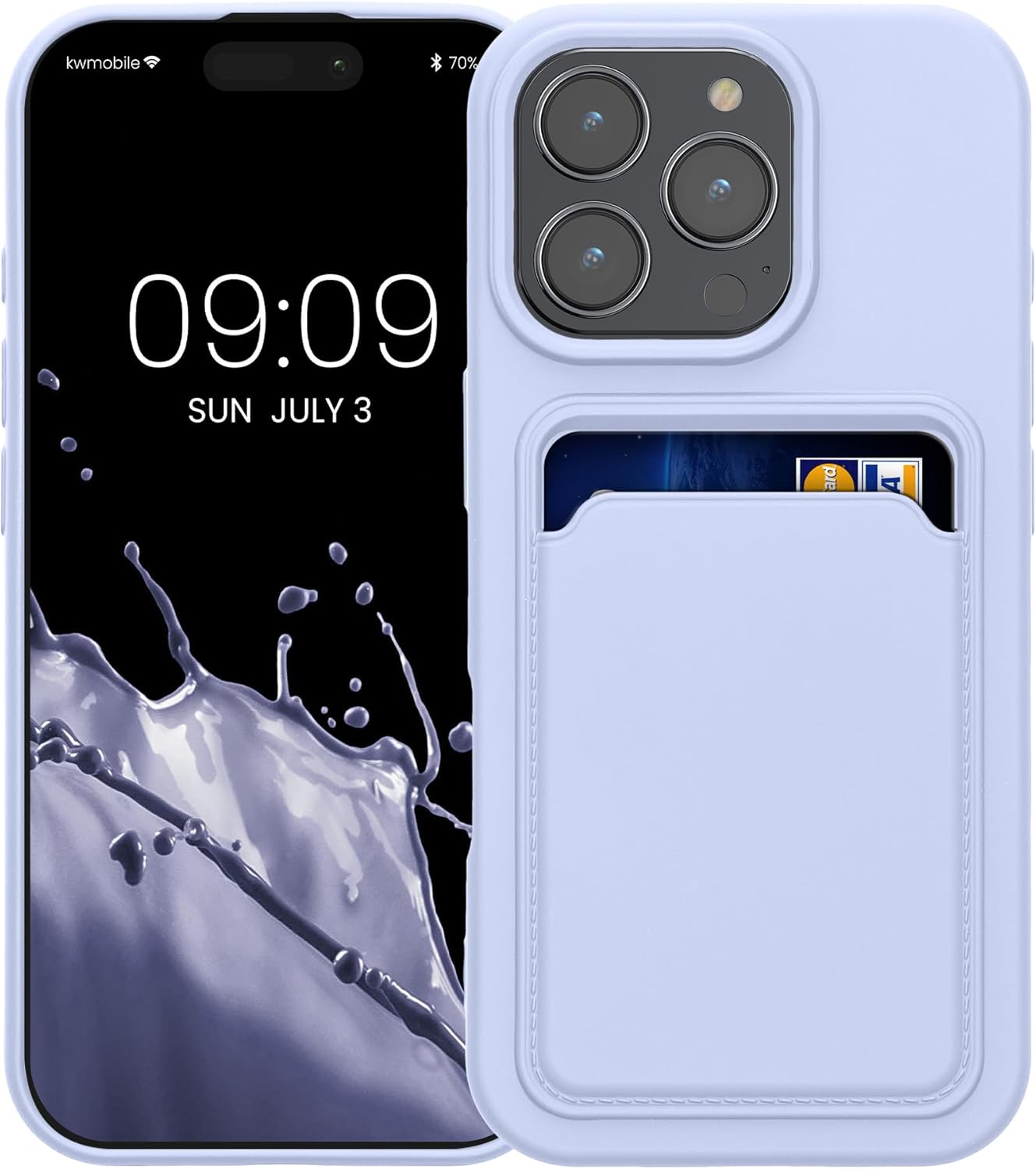 KW iPhone 16 Pro Θήκη Σιλικόνης TPU με Υποδοχή για Κάρτα - Lavender