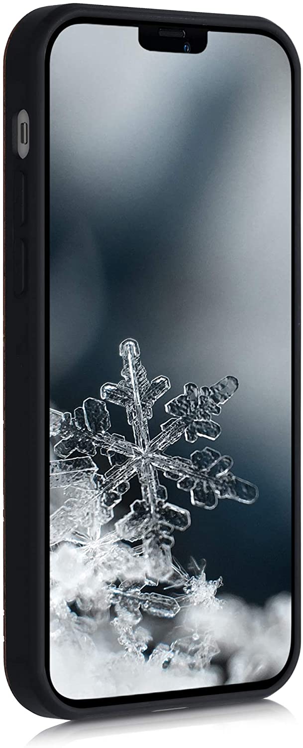 KW iPhone 12 Pro Θήκη από Φυσικό Ξύλο Design Navigational Compass - Dark Brown - 52734.01