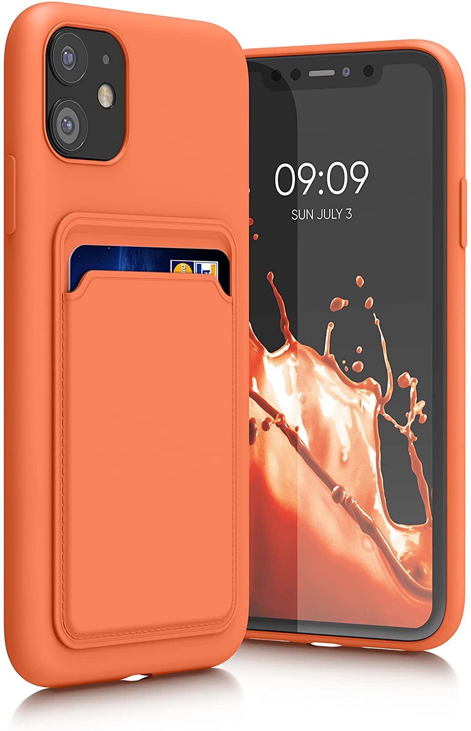 KW iPhone 11 Θήκη Σιλικόνης TPU με Υποδοχή για Κάρτα - Orange - 55114.29